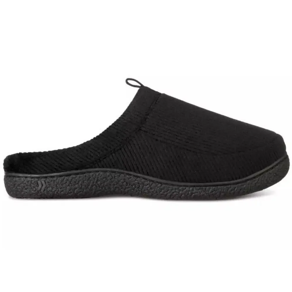 Isotoner Mens Wallace Corduroy Comfort Slides Slippers‎ Men's Size 8-9 Black